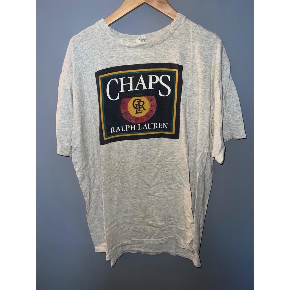 Vintage Chaps Ralph Lauren T Shirt Large Gray Spirited Tradition Graphic Tee